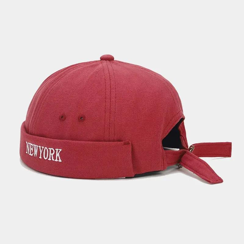 

LDSLYJR Four Seasons Cotton Letter Docker Cap Brimless Hat Skullies Beanie Hats Landlord Sailor Cap Men and Women 16 56-60cm wear красный