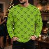 Men's Casual Loose Fit Long Sleeve Neck Tee with Christmas Print for Fall Winter
