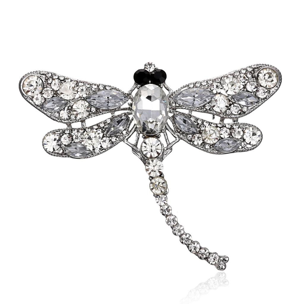 Vintage Full Rhinestone Big Dragonfly Brooch For Women Men Exquisite Colorful Crystal Insect Dragonfly Animal Pins Party Jewelry