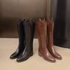 [Fanfna] Spitzstiefel Europäische und amerikanische Ritterstiefel Damen neue Mode mit dickem Absatz Damenstiefel für Herbst und Winter 2025