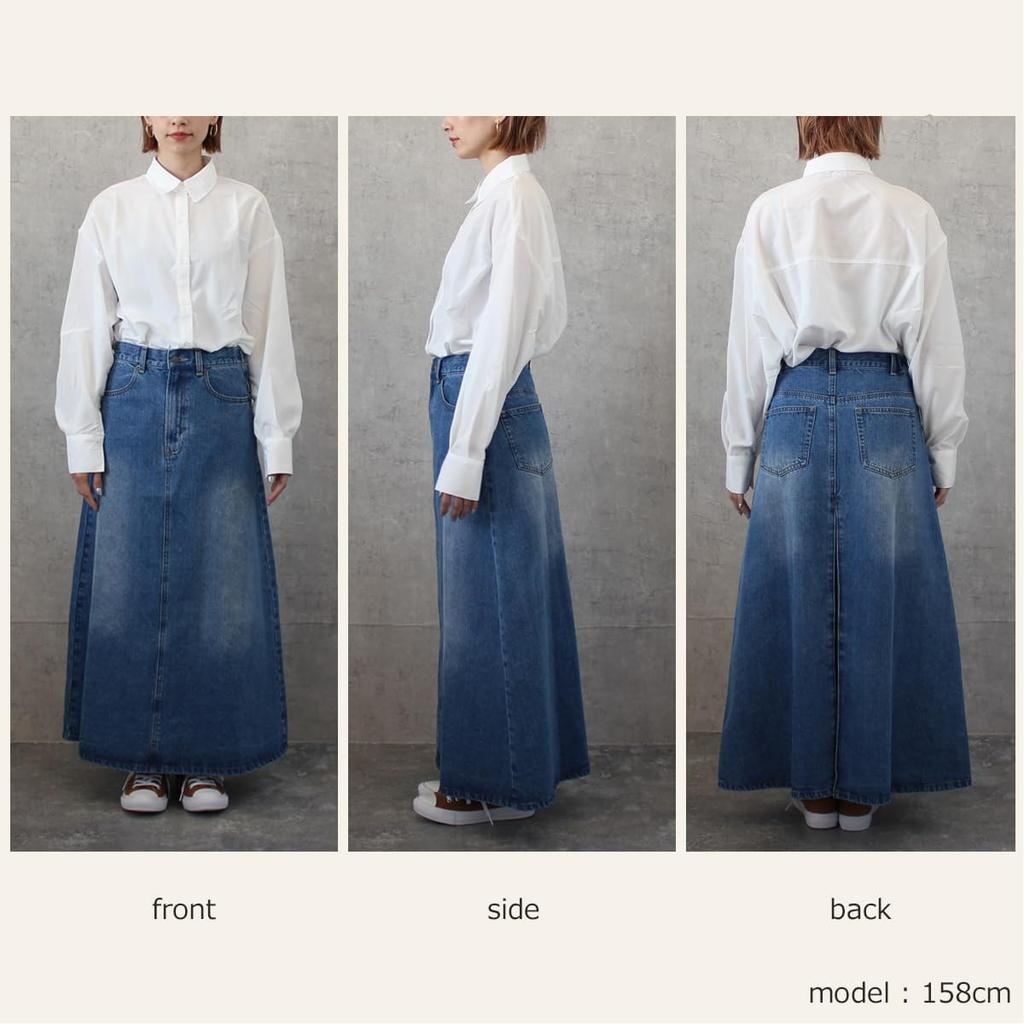 Selectively Berry Long Denim Skirt with Beautifully Flared Back Pleats and Elastic Available In Plus Suitable for and Distressed Size S Women's Waist,