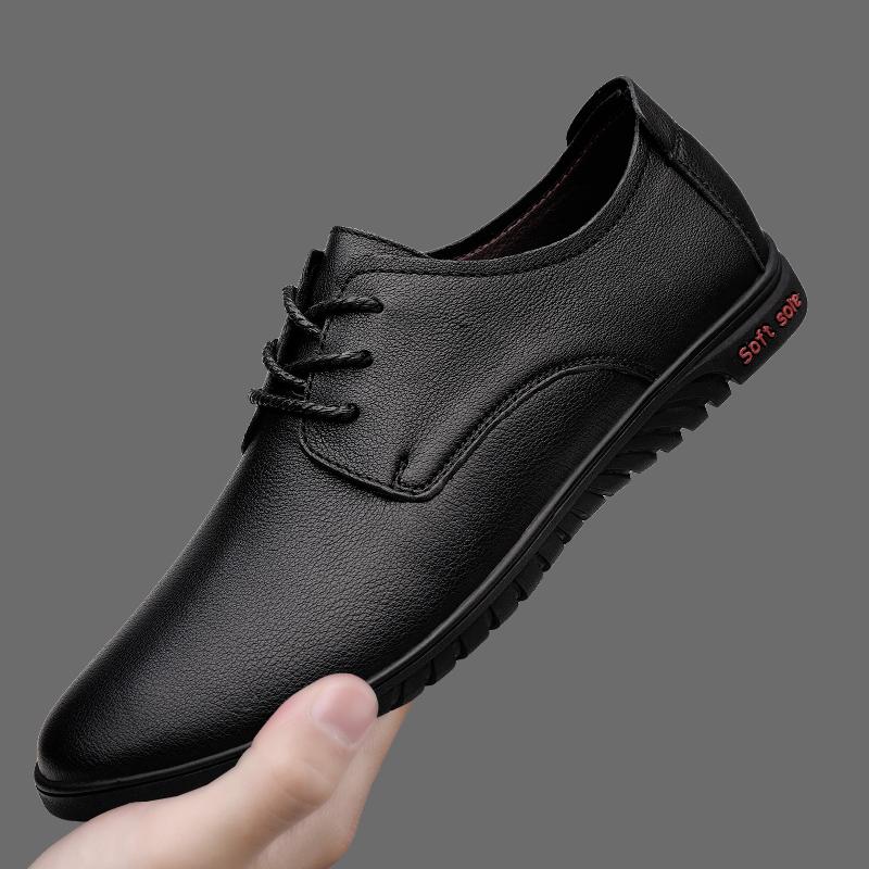 

Fashion Genuine Leather Moccasins Comfy Dress Oxford Shoes Casual Lightweight Luxury Brand Summer Men Loafers Man Lace-Up Mens Shoes 44 чёрный