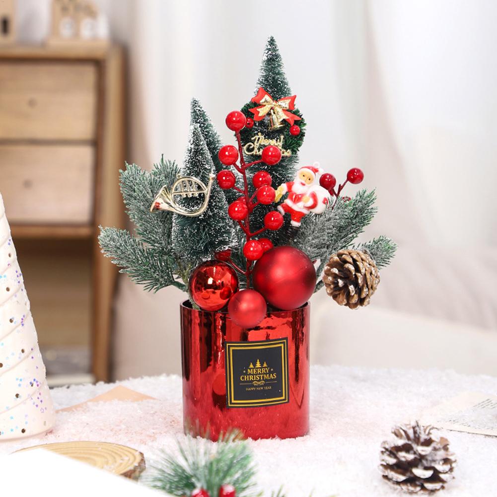 Christmas Artificial Potted Flower Artificial Christmas Plants With Pine Cones Holiday Party Supplies For Holiday Classroom