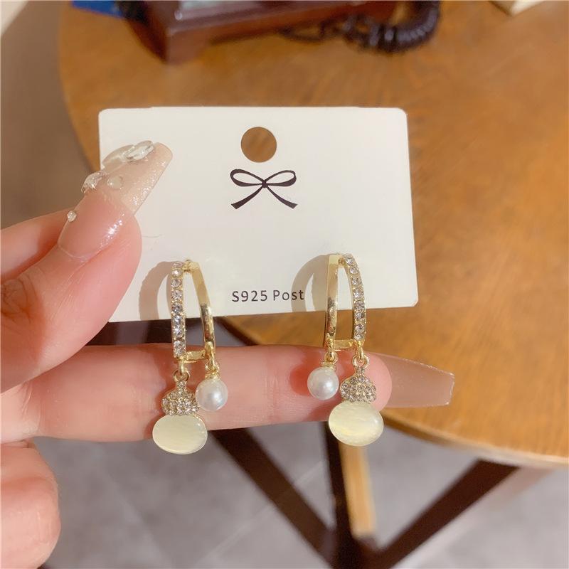 111 Silver Needle Sweet and Fresh Opal Gourd Earrings Women's Earrings Fashion Temperament Versatile Premium Ear Buckles
