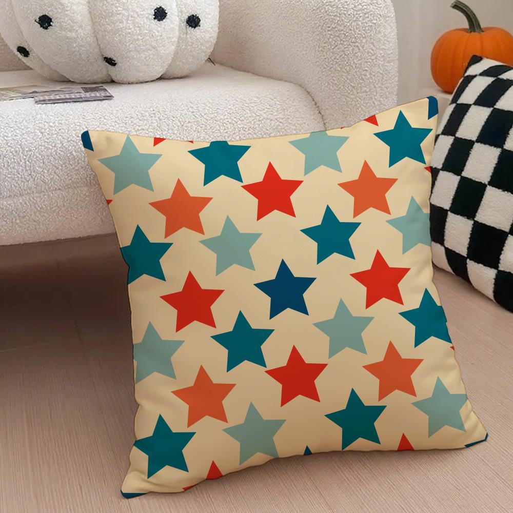 Retro Ornate Bohemian Style Geometric Pattern Cushion Cover Throw Pillow Cover Hidden Button Durable Polyester Chair Cushion