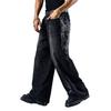 European and American street new pattern printing jeans retro street trendy straight jeans