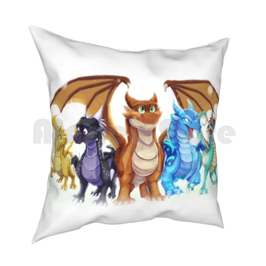 Of Fire Main Five Pillow Case Printed Home Soft DIY Pillow Cover Fire Dragon Cartoon Kids Cute Colors