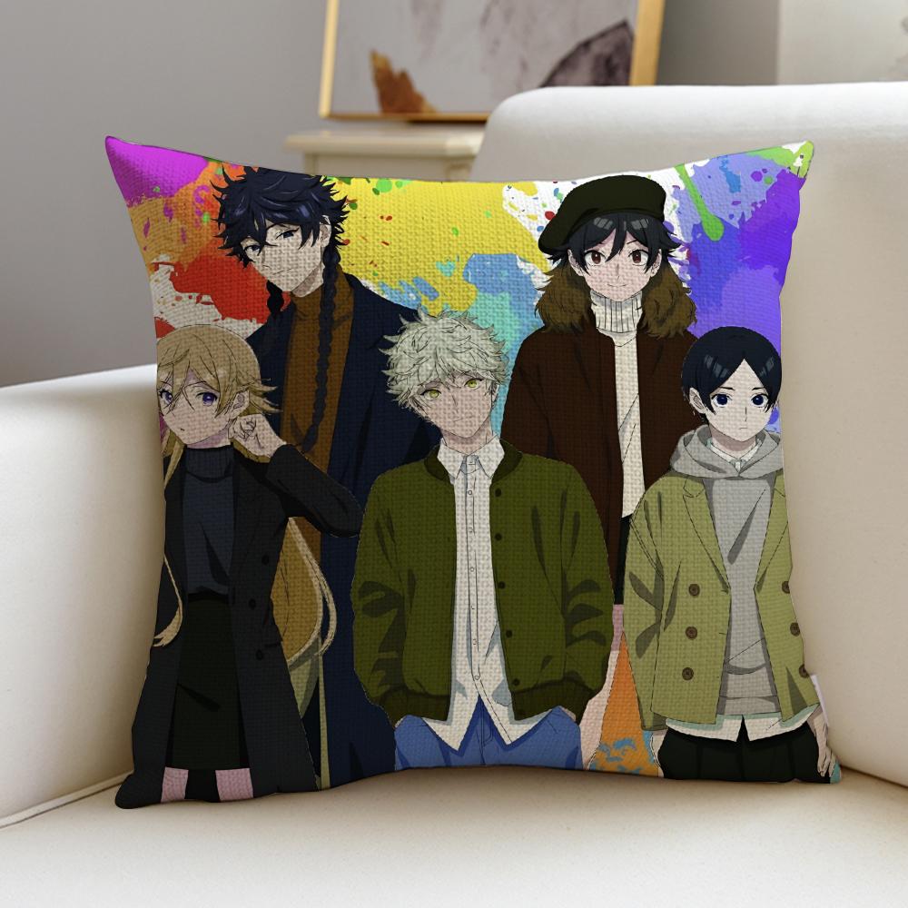 Artistic BBlue PeriodS Cushion Cover Breathable and skinfriendly linen pillowcase square removable and washable cushion