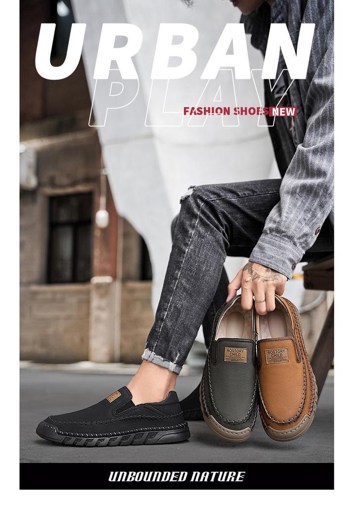 Herren Handgenähte Leder Slipper Loafer - Große Größe Freizeit Fahrerschuhe