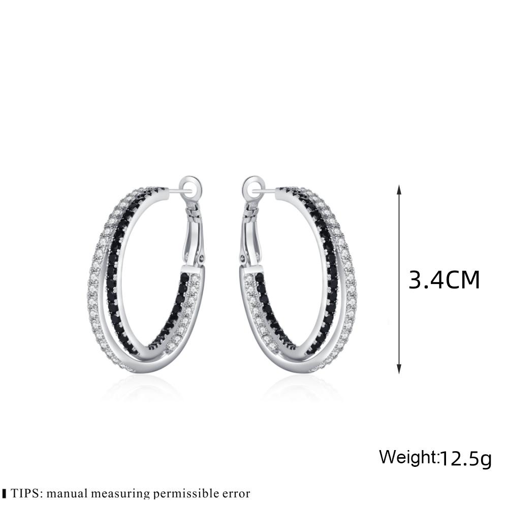 Black Awn New Classic Silver Color Round Trendy Spinel Engagement Hoop Earrings for Women Jewelry I181