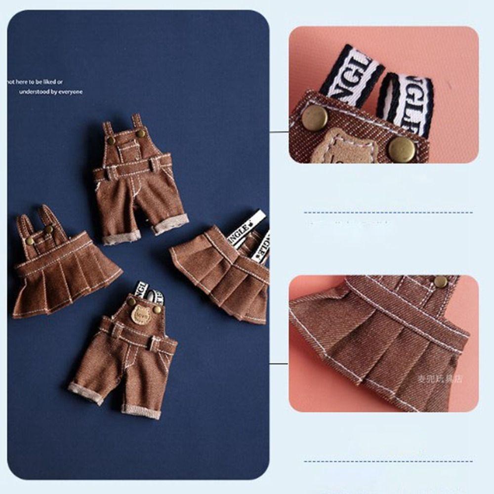 Brown Color 15cm Doll Skirt Overalls Handmade Clothing Plush Toys Dolls Clothes  Doll Accessories