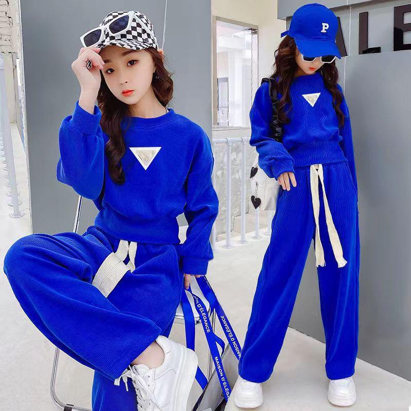 Kids Girls Clothes Sets Autumn Spring Long Sleeve Sweatshirt + Wide Leg Pants Children Clothing Suits