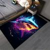 "Colorful Shark Print Carpet with Neon Lighting Style Design" Suitable for use as an anti-slip for living room bedroom sofas