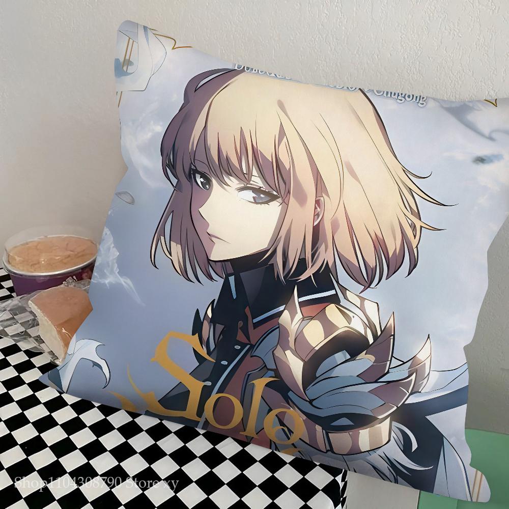 Anime S-Solo Leveling Pillow Case Square Pillow Bedroom Sofa Leisure Comfort Cushion Car Living Room Home Decoration
