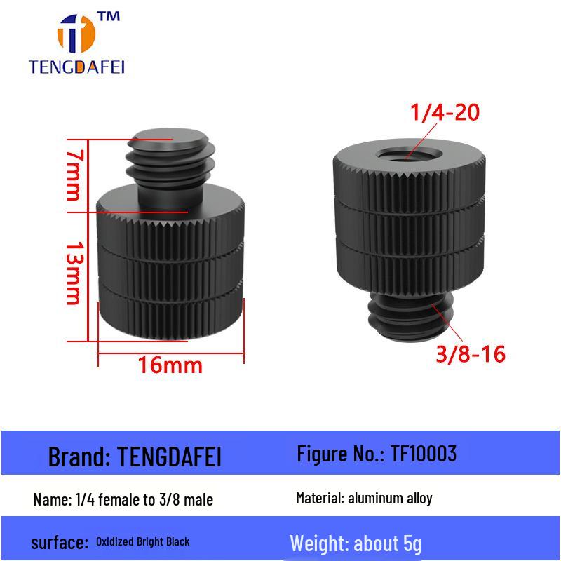 Reversible 1/4" Male To 3/8" Female Adapter for Camera Tripod Ball Head with M4-M8 Conversion Screws
