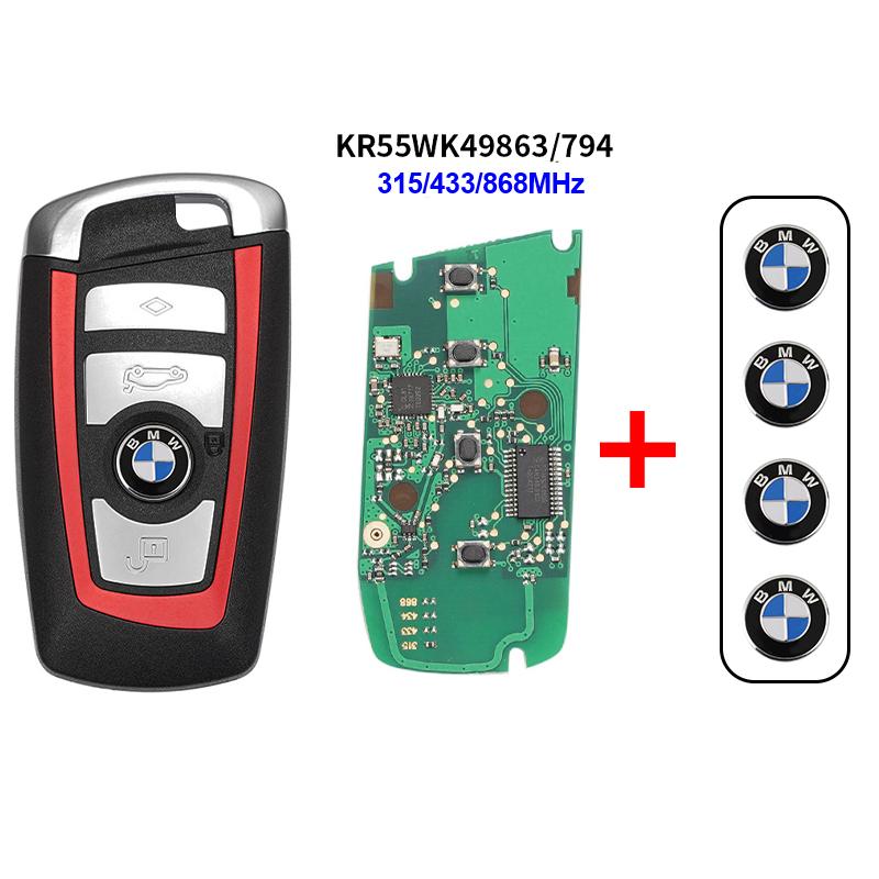 4 Buttons BMW Smart Remote Car Key Fob KR55WK49863 PCF7945 ID49 Chip 315/433/868MHz Uncut Key CAS4 FEM For 3 5 7 Series F30 F10 cwsh87