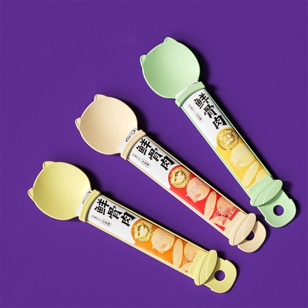 2PCS Cat Strip Squeeze Spoon Feeder, No-Mess Squeeze Feeding Tool Design, Safe Durable Convenient Clean Pet Feeding Supplies