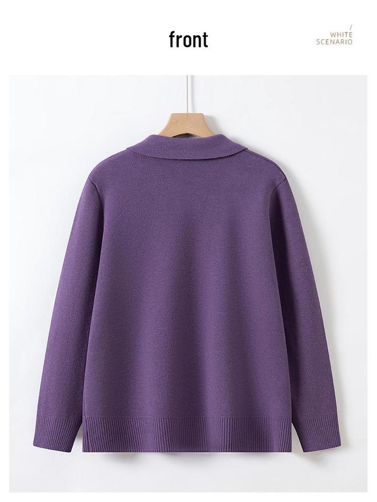 Grandma's Winter Knit Cardigan: Cozy Plus Velvet Sweater for Middle-Aged and Elderly Women
