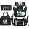 3 Piece School Backpack Set for Students Large Capacity Oxford Cloth Schoolbag with Shoulder Strap and Pencil Case