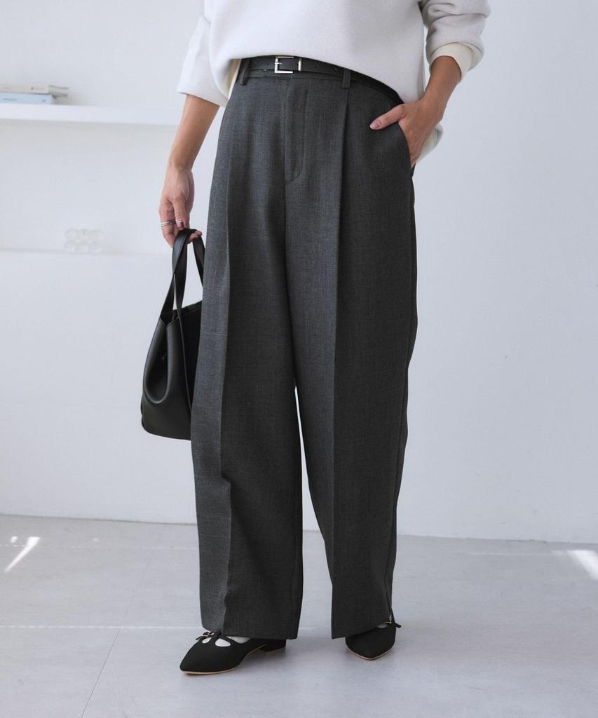 ROPE PICNIC Tweed Wide Charcoal Size S Three-Tone Pants/Set-Up Compatible, (06),
