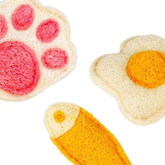 Yousheng 3Pcs/Set Loofah Cat Chew Toys Natural Cat Teeth Cleaning Toy Kitten Teething Toy for Indoor Cats Chewing Biting