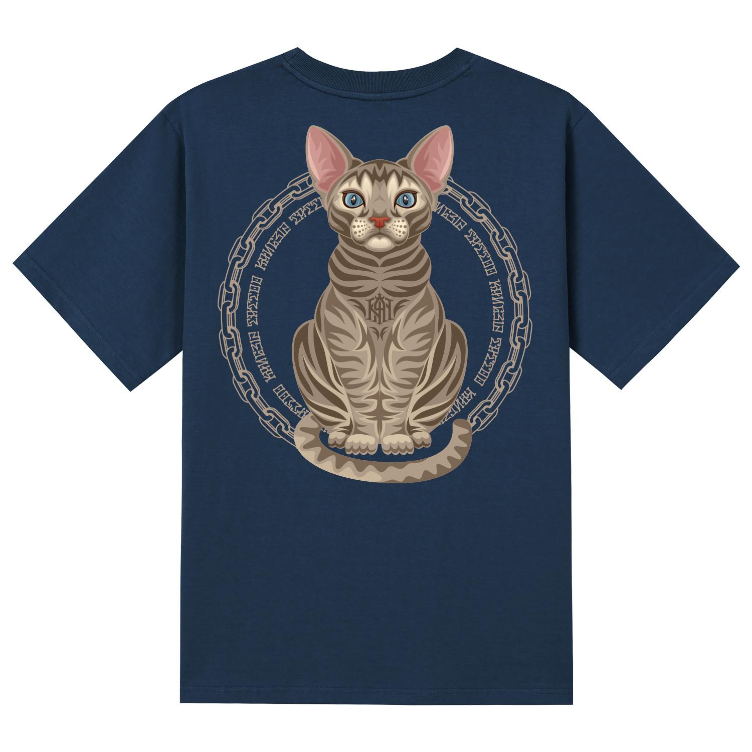 Khan 6312 Ktn0010 Sphinx Cat Short Sleeve T-Shirt - Navy Navy/M