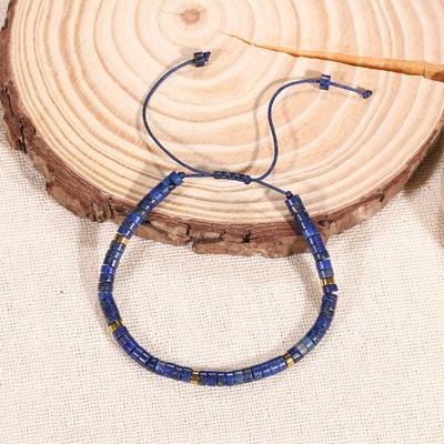 Natural Stone Partition Beads Woven Bracelet, Handcrafted Turquoise Necklace