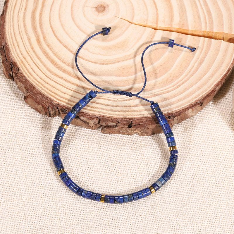 Natural Stone Partition Beads Woven Bracelet, Handcrafted Turquoise Necklace