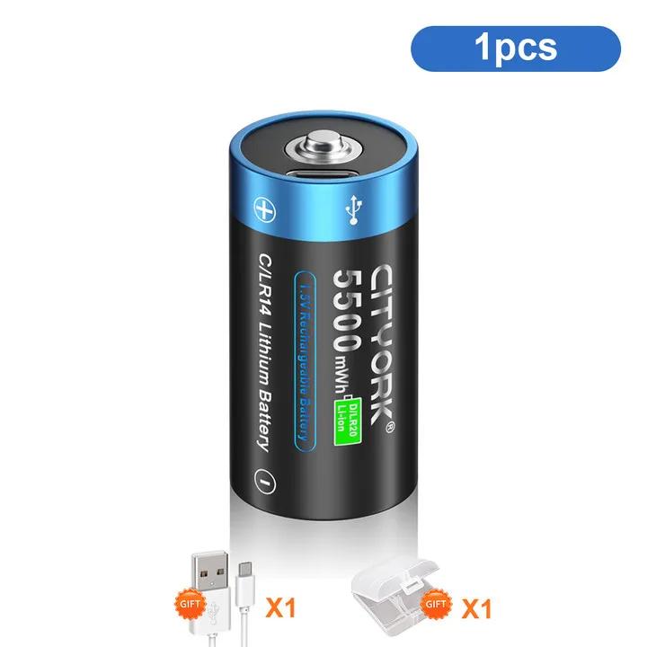 Cityork 1,5 VC Rozmiar Akumulator Typ C Ładowanie USB R14 LR14 Akumulator litowo-jonowy C Akumulatory do latarki Kuchenka gazowa