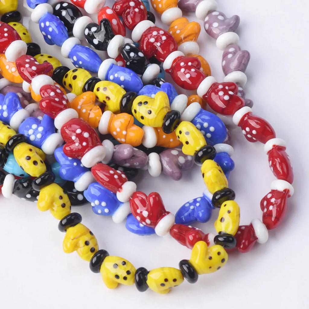 10pcs 18x14mm Glove Shape Handmade Lampwork Glass Loose Beads For Jewelry Making DIY Crafts Findings