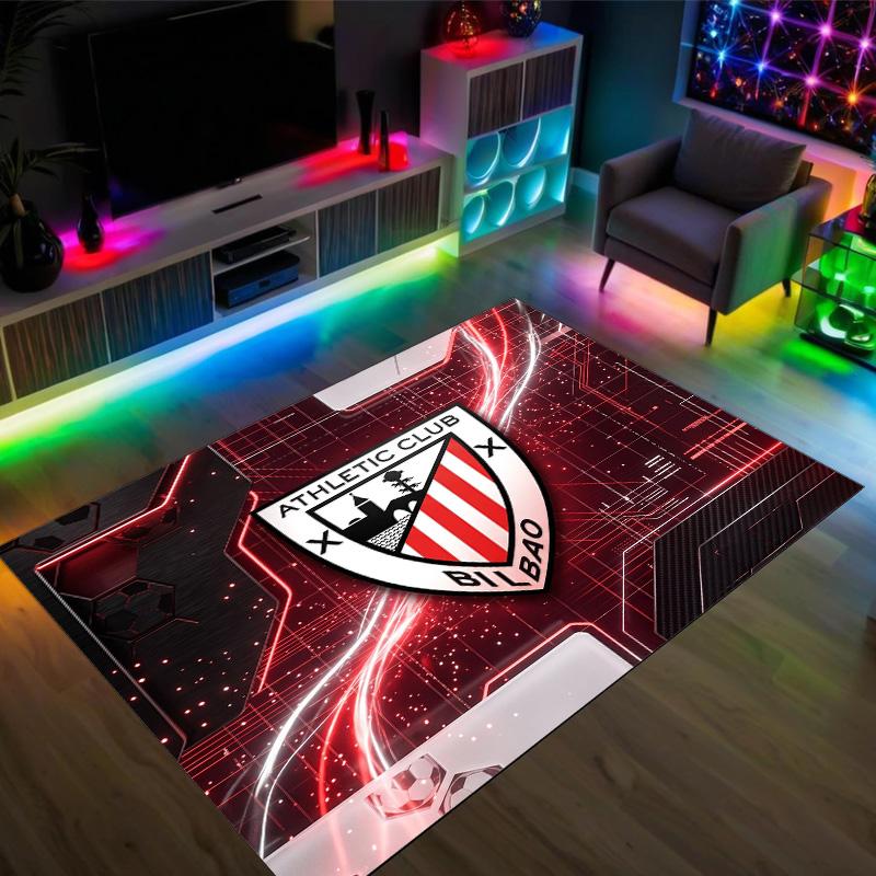Athletic Bilbao Football Design Crystal Velvet Carpet Cozy Non?Slip Printed Rug For Bedroom Living Room Entrance