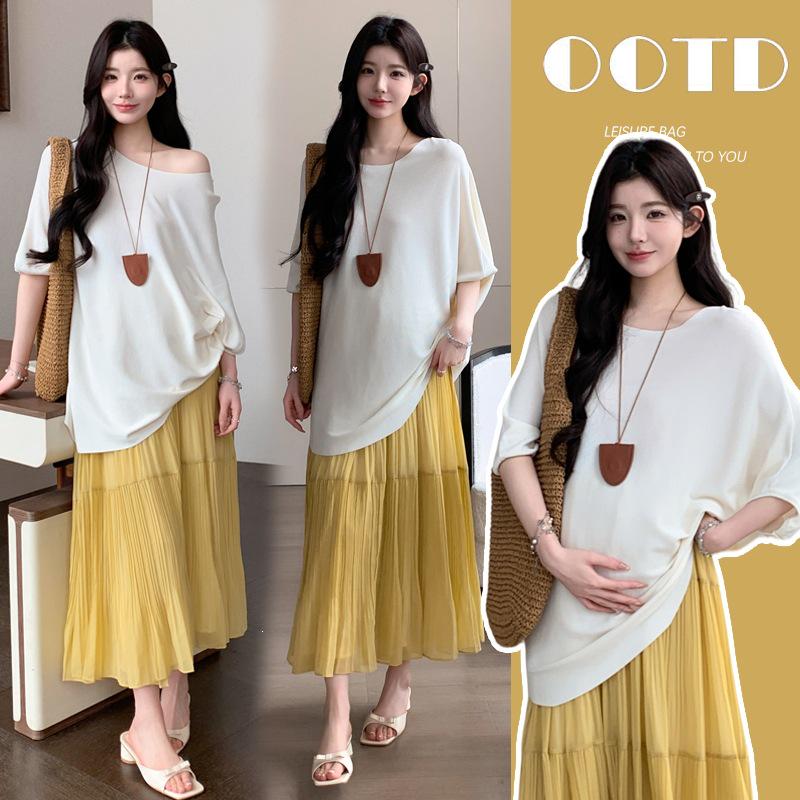 2026 Spring/Summer Korean Maternity Two-Piece Set: Loose Top & Skirt L