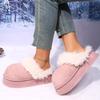 Fashion 2025 New Thick Sole Fluffy Slippers Women Outdoor Non Slip Warm Winter Slippers Woman Comfortable Slip On Cotton Shoes Female