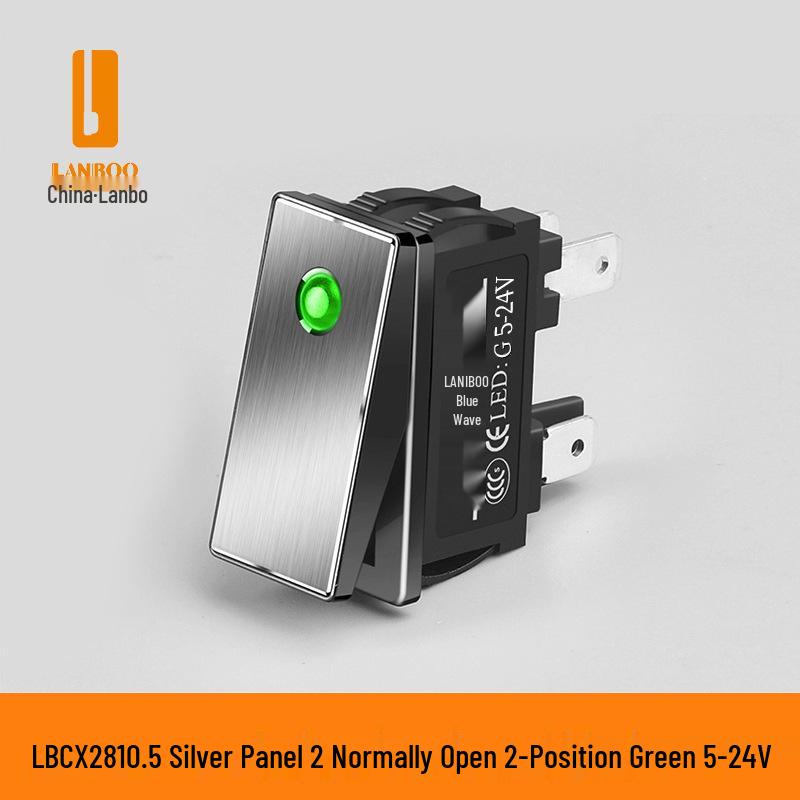 Lanbo 2810.5 High Current 16A Waterproof Metal Rocker Switch with Light, 5V-24V/220V, Two-Position
