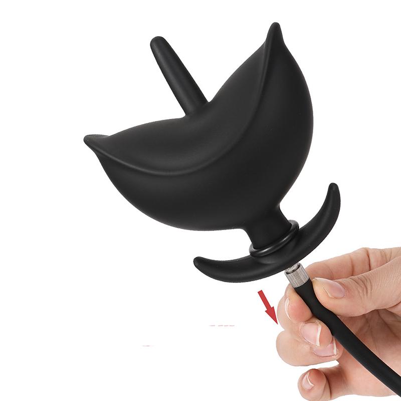 Oppblåsbar analplugg Anal Dilatator Hale Utendørs klær Voksen Sexleketøy Silikon Fisting BDSM Slave Trening