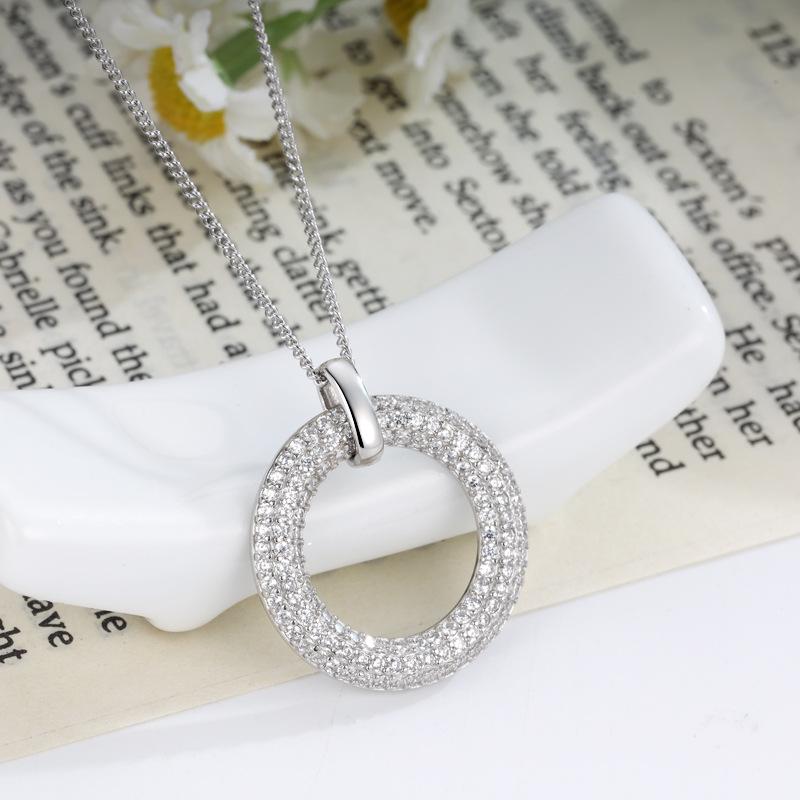 S925 Silver Women's Geometric Zircon Pendant Necklace