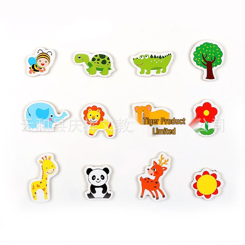 Creative Wooden Magnetic Animal Fridge Stickers for Children s Early Learning and Object Recognition