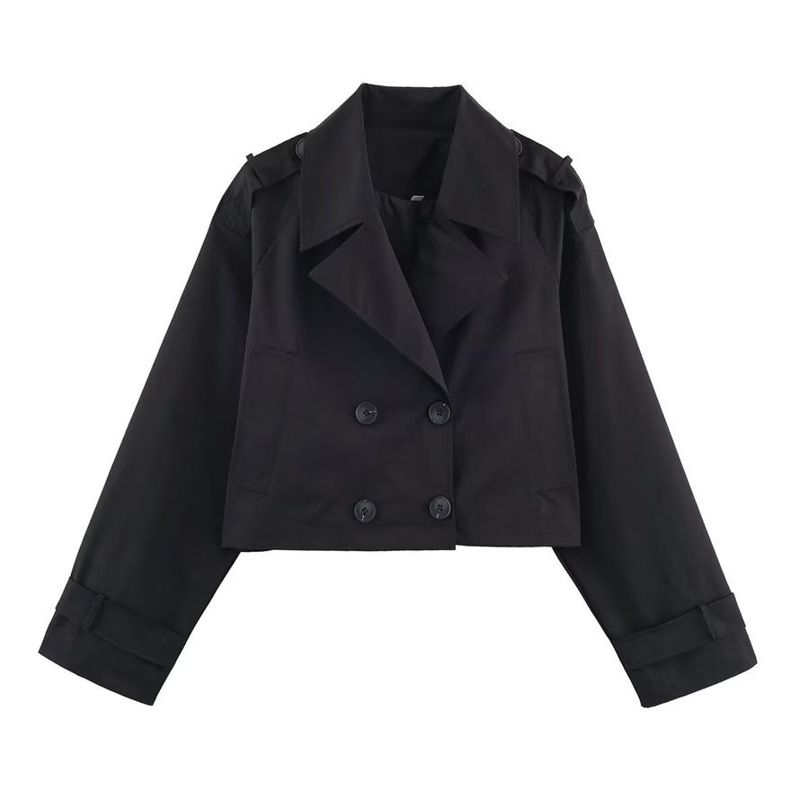 

Trendy Windbreaker Jacket for Women with Double Lapel L чорний