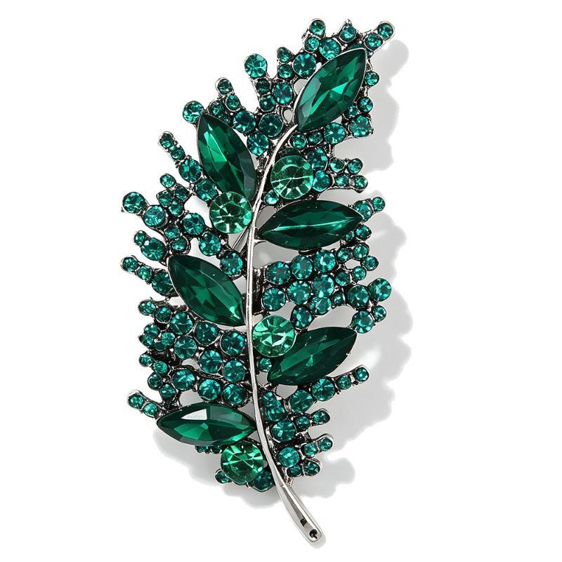 Rhinestone Feather Brooches For Women Unisex Creative Pins For Party Event Backpack Clothes Accessories