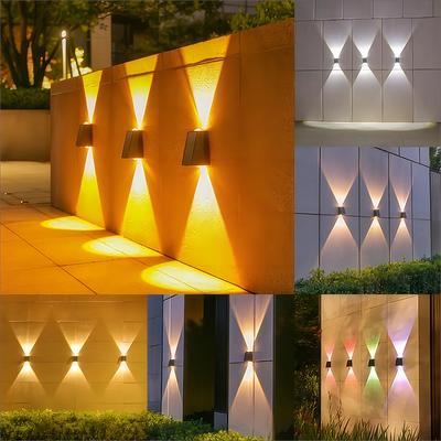 Lampada da parete per esterni solare da 1 pezzo, decorazione da giardino, atmosfera, luce da giardino, lampada da parete impermeabile su e giù