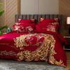 High-End Long-Staple Cotton Wedding 4Pcs Set Chinese Wedding Wedding Kit Big Red Embroidery Pure Cotton Wedding Bedding