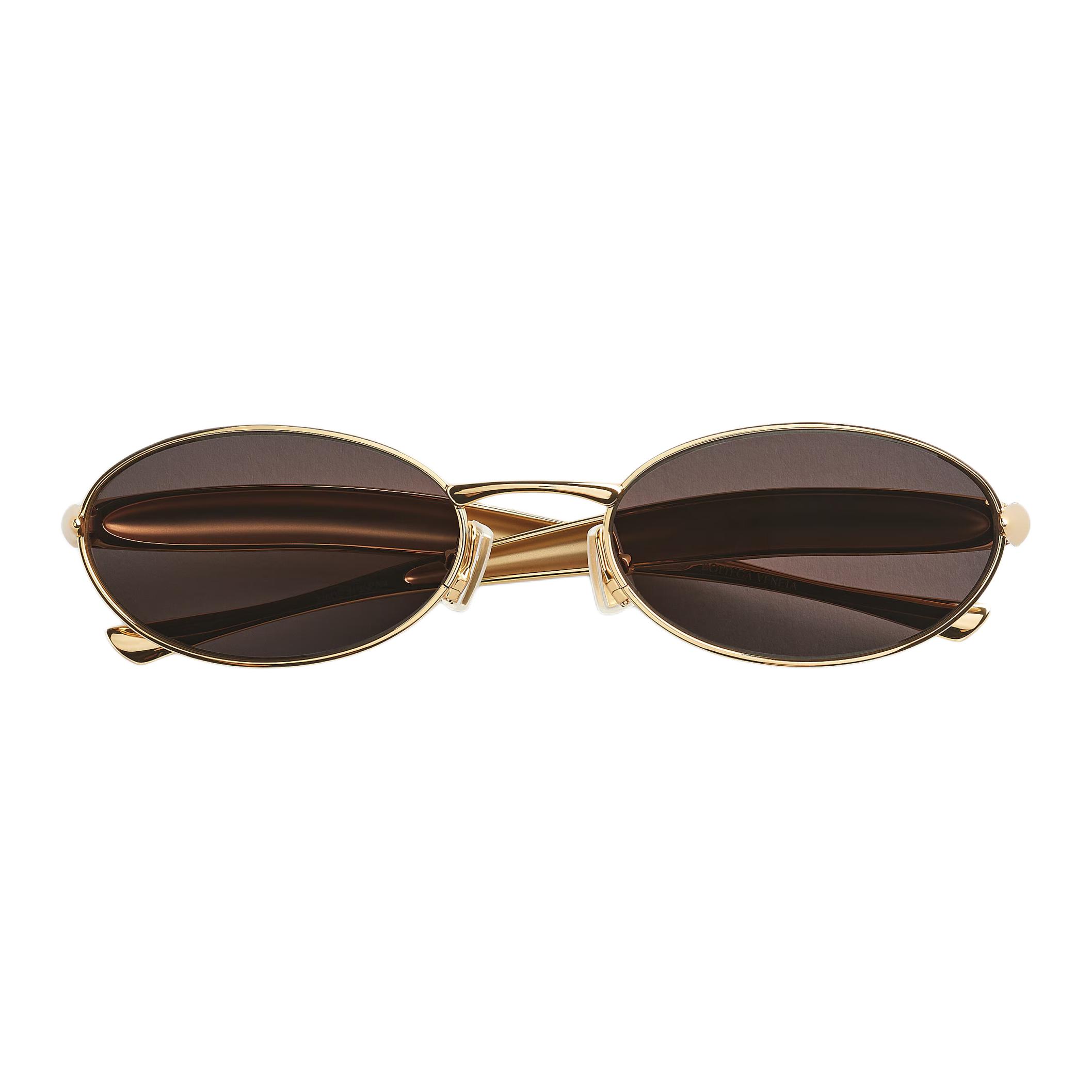 

Bottega Veneta Sculpted Design Metal Oval Sunglasses Women sunglasses Gold BV1386S001 F,Gold