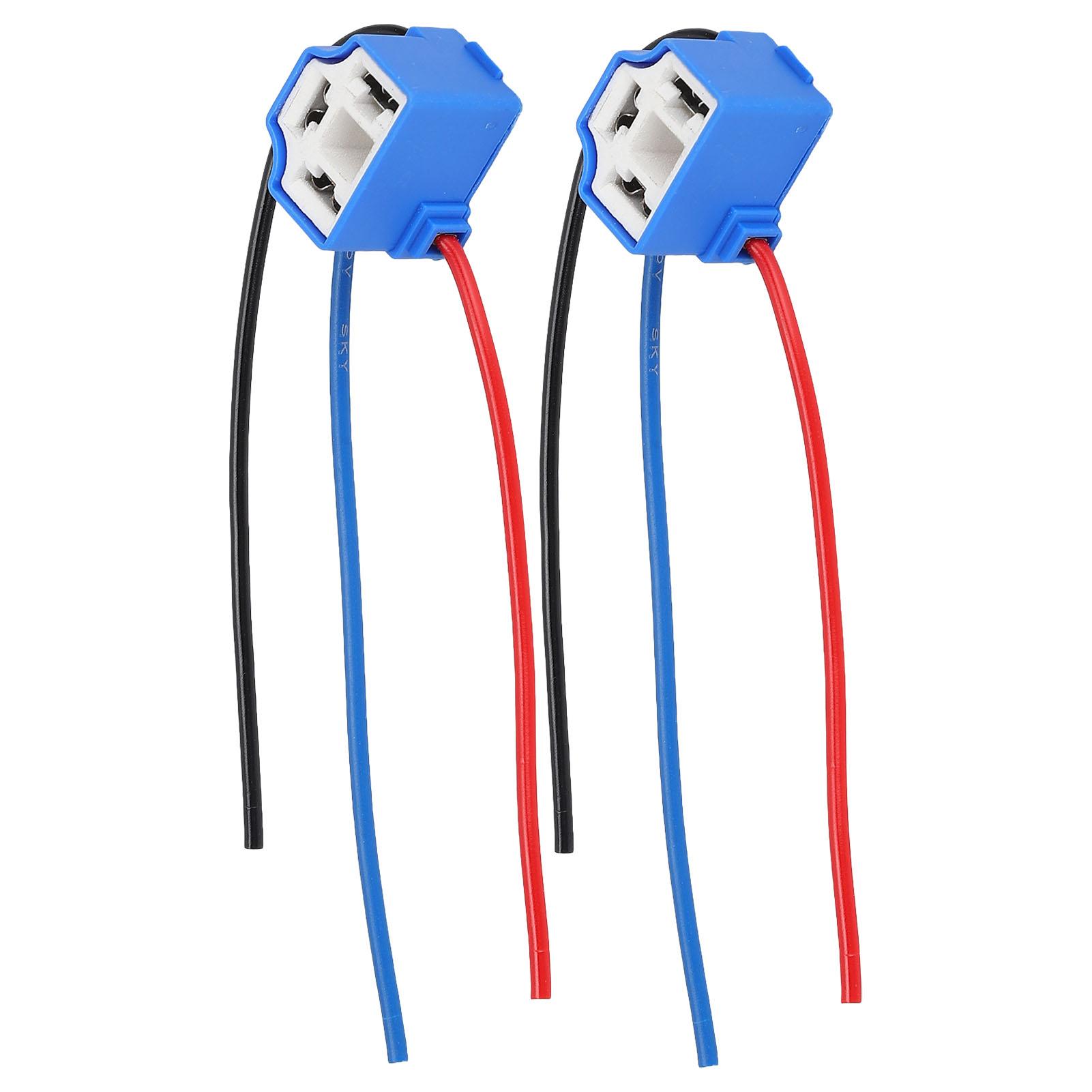 

2Pcs H4 Ceramic Female Socket Headlight Elbow Wire Harness Connector with Cable 1mm 1224V