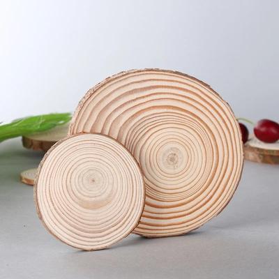 Natural Round Wood Coasters Set of 8 Cup Pads Tea Coffee Mug Mat Drinks Holder Table Mat Home Kitchen DIY Crafts Non Slip Base