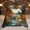 Homewish Rustic Lodge Cabin Duvet Cover Set Hunting Deer Bear Bed Set Retro Plaid Checkered Quilt Cover Set