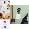 Halloween Cute Black Features Cartoon Switch Sticker Wall Pvc Decor For Living Room And Home Decor