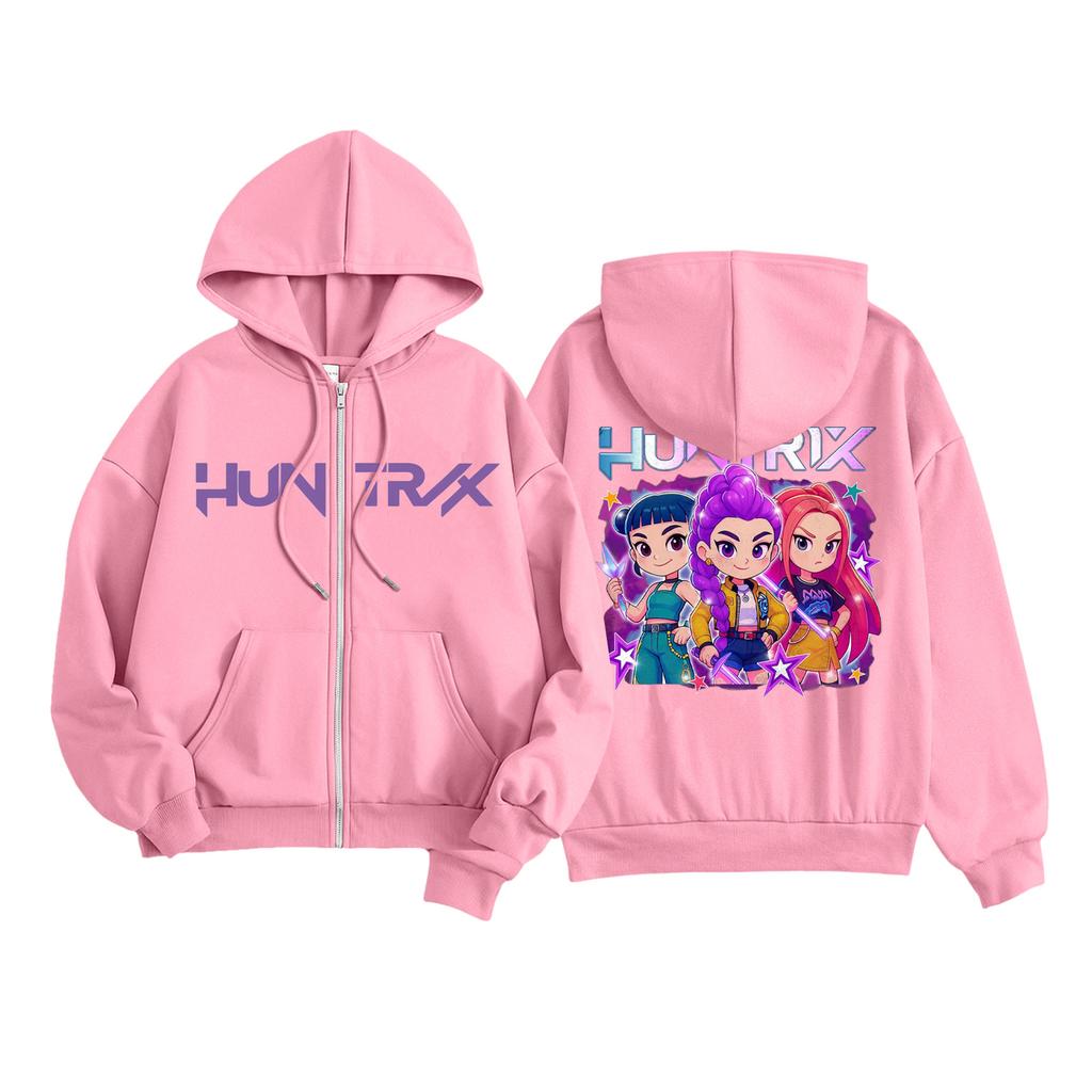 Kids Fashion Women's Lightweight Long Sleeve Zipper Hoodie Printed Hoodie With Pockets