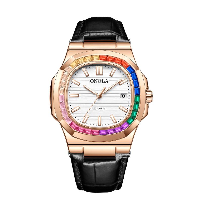 Top Brand New High Quality Rainbow Drill Watch Belt Waterproof Mechanical Men's Wrist Watch