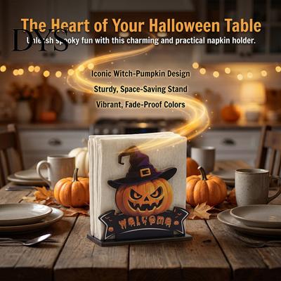 Wooden Craft Decoration Halloween Napkin Holder, Ghost Pumpkin Decorative Tabletop Tissue Dispenser, Paper Towel Dispenser Storage Organizer