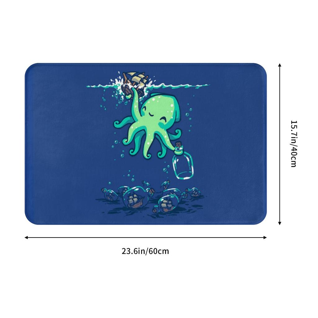 Cute Kraken Octopus Doormat Mat Anti-Slip Sea Creature Ocean Animal Bathroom Kitchen Living Room Rug Carpet 40*60cm